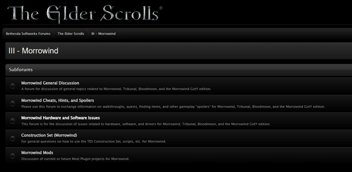 Old Bethesda forums — Morrowind Discussion