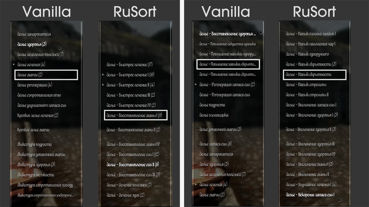 RuSort - Inventory Items