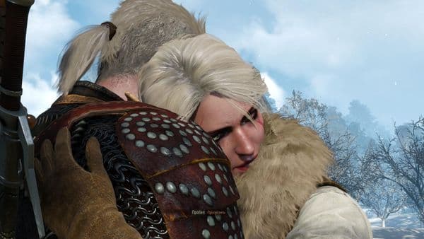 witcher3 Цири Геральт обнимашки печаль